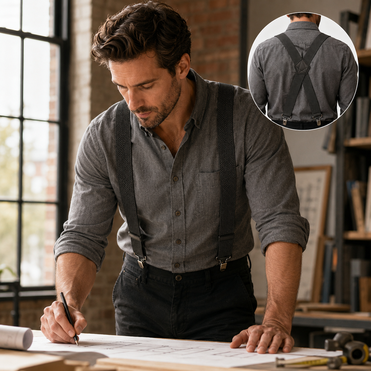 ⏰Men's X-Back Suspenders with Hook Clips