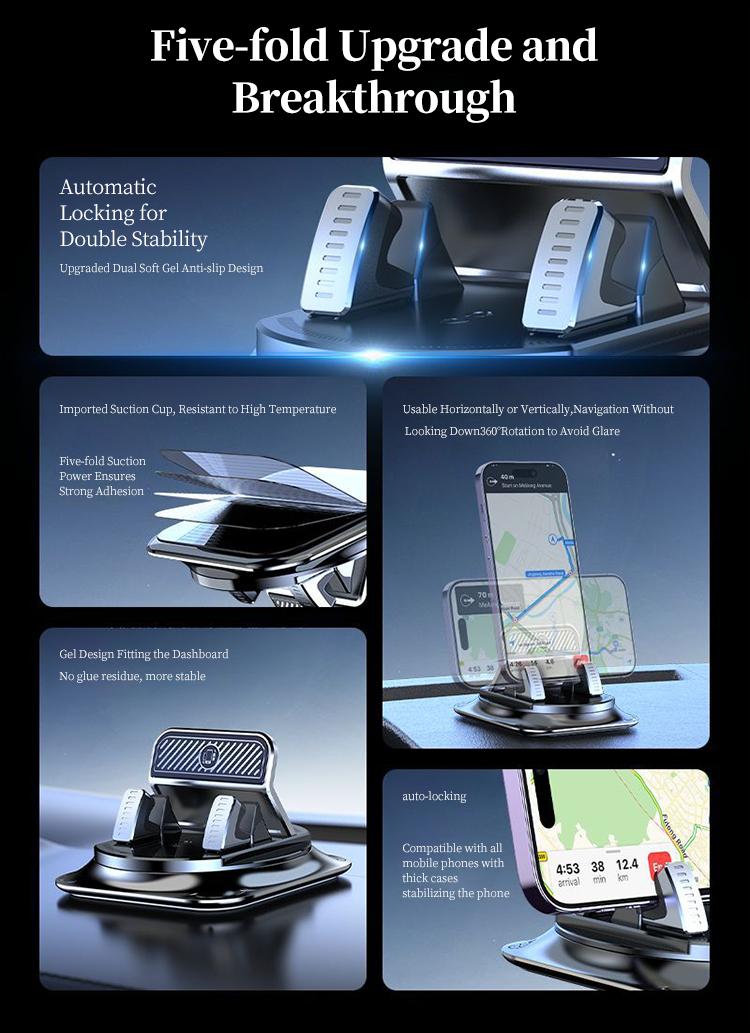 【DealsForYouDays】Car phone holder 360 degree rotation, suitablefor car navigation in-car dashboard, horizontaland vertica screen adjustment angle,suctioncup fixed non-slip mobile phone holdersuitable for iPhone and Android