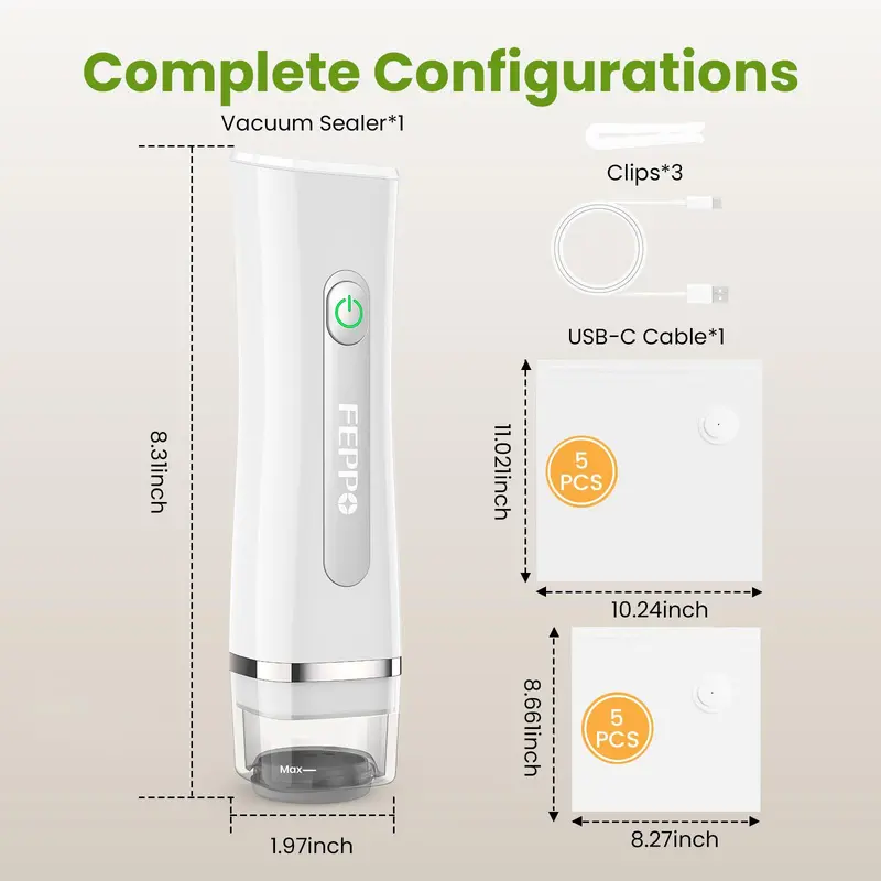 Vacuum Sealer for Food with Visual Water Storage Tank