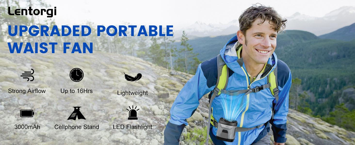 【Lentorgi】Portable Fan,Clip Fan Rechargeable With stand,4 Speeds Strong Airflow Small Fan Waist,Weight reduction design,for Travel Camping Outdoor Jobsite,Camping Essentials-Black and Gray 【Lentorgi】Portable Fan,Clip Fan Rechargeable With stand,4 Speeds Strong Airflow Small Fan Waist,Weight reduction design,for Travel Camping Outdoor Jobsite,Camping Essentials-Black and Gray