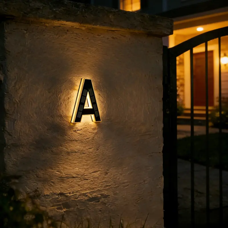 Solar LED Address Sign – Lighted Waterproof House Numbers