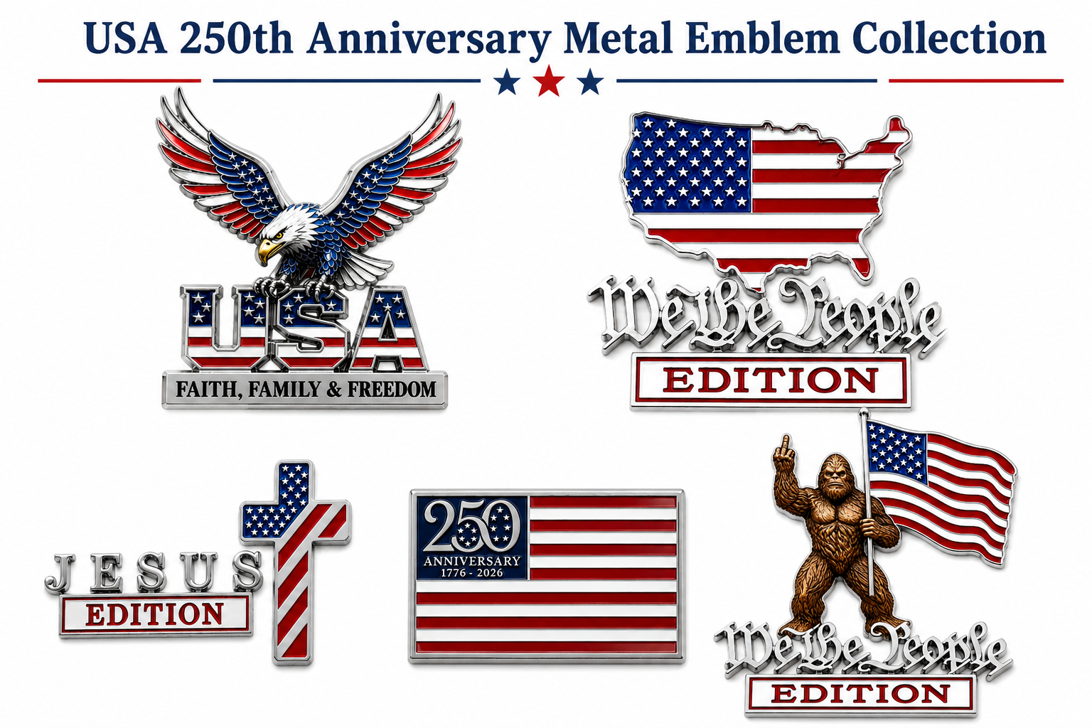 USA 250th Anniversary Metal Emblem Car Badge