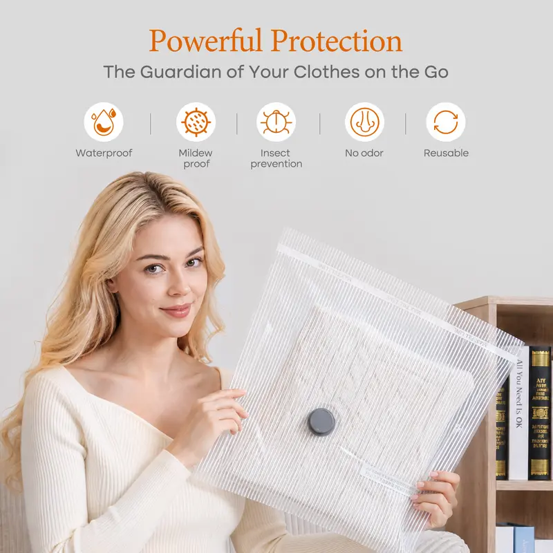 【Summer Vibes】Vacease Cordless Travel Vacuum Bag Set with Rechargeable Air Pump - 15-Pack Space Saving Storage Bags, Airtight Resealing Sealed Organizers for Luggage, Sturdy Lightweight Clothes Storage Solution, Vacuum Bags For Travel