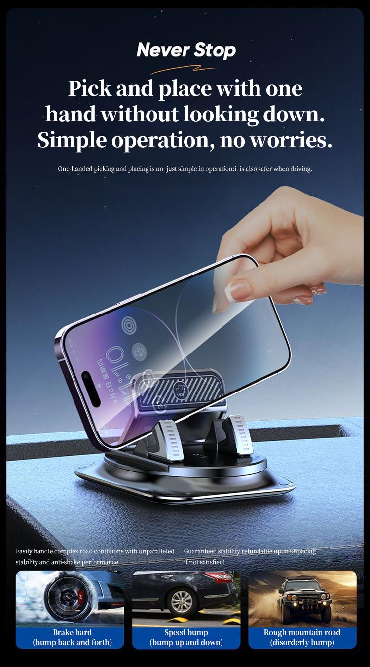【DealsForYouDays】Car phone holder 360 degree rotation, suitablefor car navigation in-car dashboard, horizontaland vertica screen adjustment angle,suctioncup fixed non-slip mobile phone holdersuitable for iPhone and Android