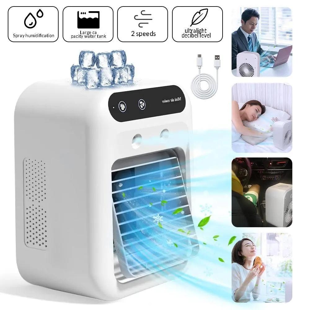 BougeRV 3-in-1 Portable Air Cooler &ndash; Rechargeable Misting Fan with Powerful Wind, 2 Mist Speeds , 500ml Large Water Tank, Mini Personal Cooling Fan for Office, Bedroom, Kitchen, Camping Beach Outdoor Activities
