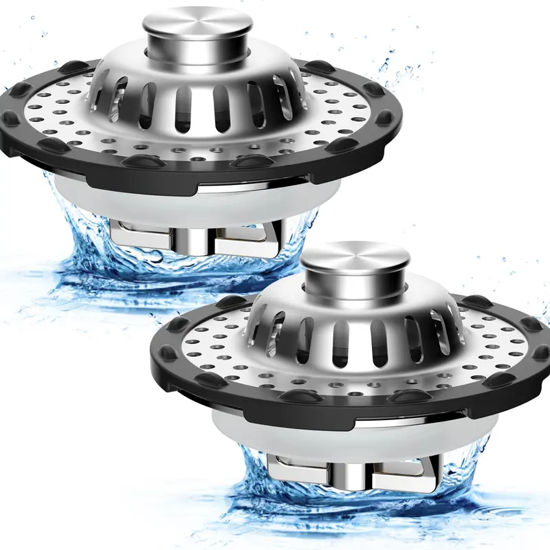 3-in-1 Pop-up Sink Stopper - 1 Pack Chrome Fits 1.5-2.4in Standard Bathroom Holes