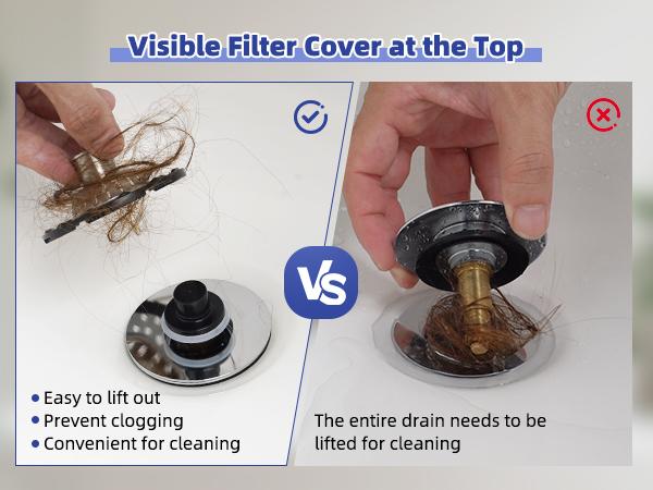 Hibbent 3-in-1 Pop-up Sink Stopper - 1 Pack Chrome, Rubber & Plastic Waterproof Fixture, Visible Top Hair Catcher, Detachable Stainless Steel Filter Basket, Fits 1.5-2.4in Standard Bathroom Holes Hibbent 3-in-1 Pop-up Sink Stopper - 1 Pack Chrome, Rubber & Plastic Waterproof Fixture, Visible Top Hair Catcher, Detachable Stainless Steel Filter Basket, Fits 1.5-2.4in Standard Bathroom Holes