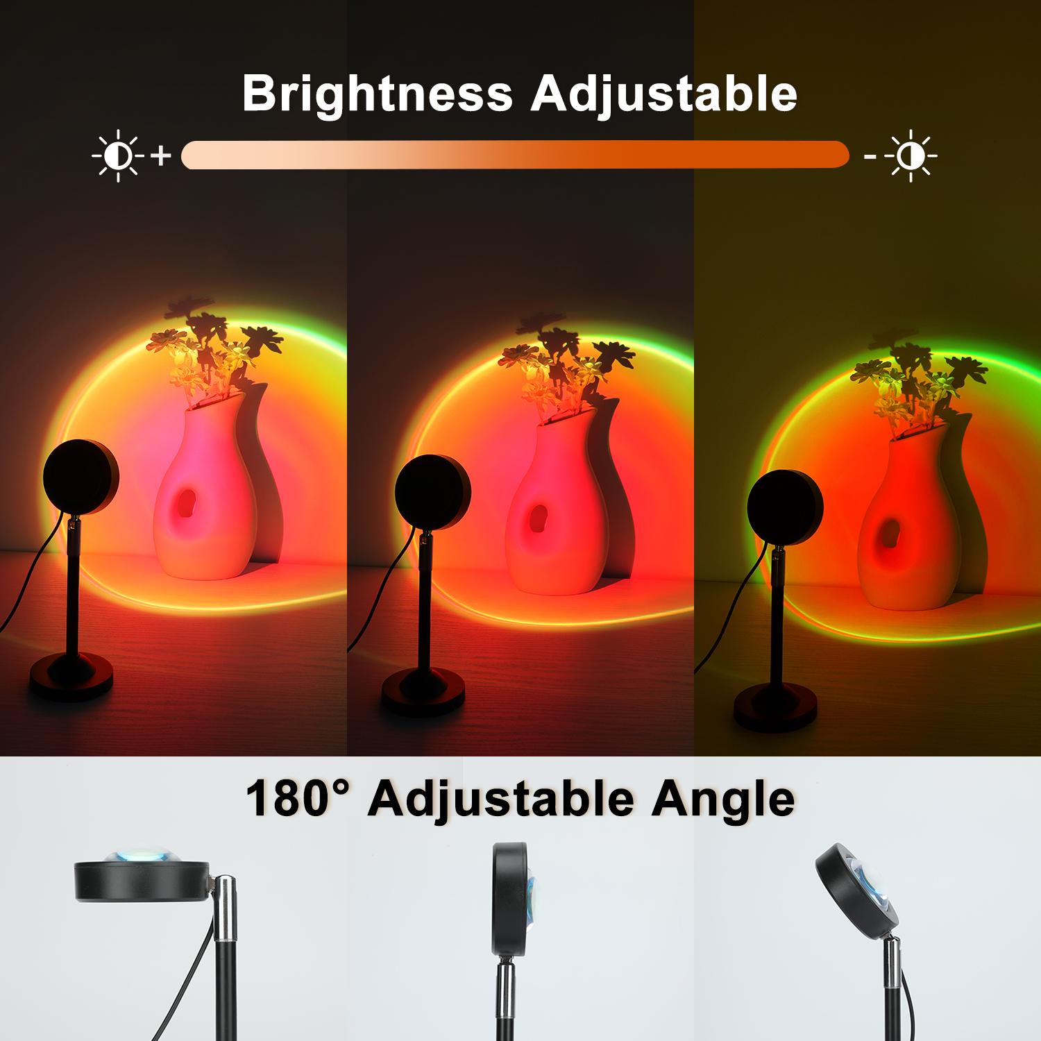 Fall Sunset Lamp Projector Light 180&deg; Adjustable Sunset Mood Lamp, 4 Modes, Remote Control RGB Ambient Night Light for Bedroom, Gaming Room, Live Streaming Photography & Parties Home Wall Decor Party Led Lighted Gift Led Multi Multifunction Rgb Colors
