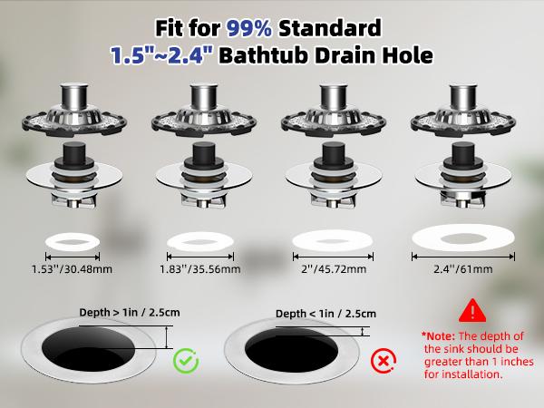 Hibbent 3-in-1 Pop-up Sink Stopper - 1 Pack Chrome, Rubber & Plastic Waterproof Fixture, Visible Top Hair Catcher, Detachable Stainless Steel Filter Basket, Fits 1.5-2.4in Standard Bathroom Holes Hibbent 3-in-1 Pop-up Sink Stopper - 1 Pack Chrome, Rubber & Plastic Waterproof Fixture, Visible Top Hair Catcher, Detachable Stainless Steel Filter Basket, Fits 1.5-2.4in Standard Bathroom Holes