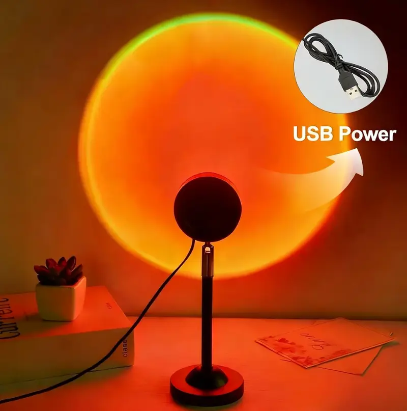 Sunset Lamp Projector Light 180° Adjustable Sunset Mood Lamp, 4 Modes