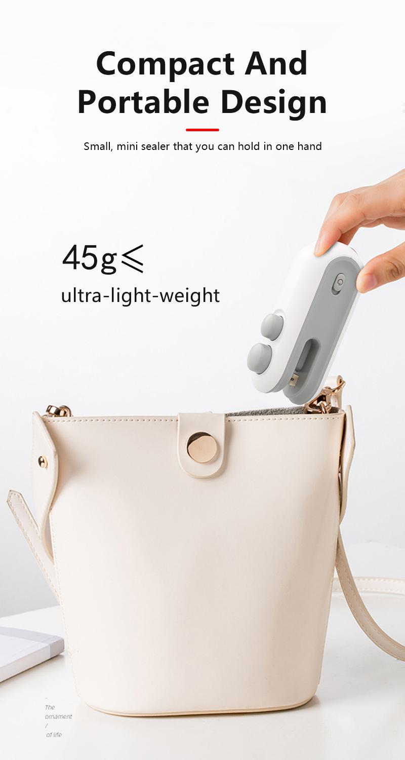 【FaddishDeal】Mini snack bag sealing machine,2 in 1 heat USB rechargeable snack bag selaer,plastic Electric bag sealers, keep food fresh. Portable Sealer Picnics.