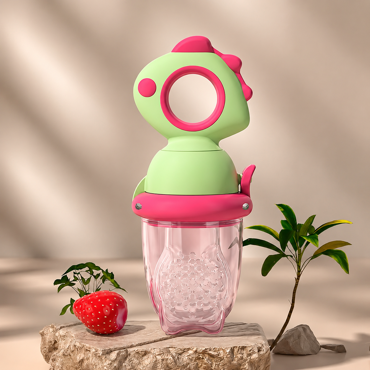 Silicone Fruit Teether, Rotating Push Type Fruit Feeder, Baby Food Push Spoon