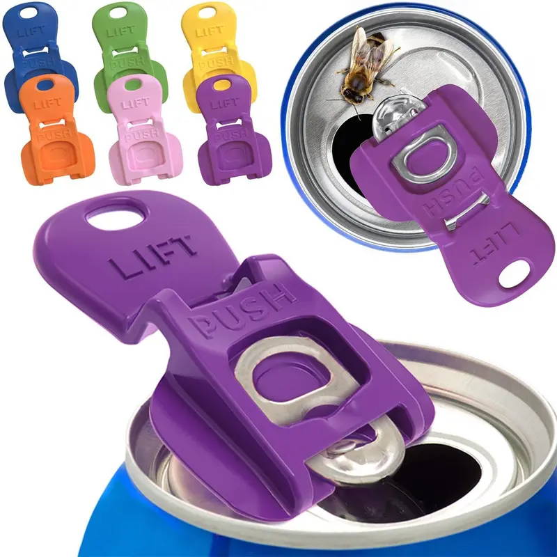 Complete Cover Easy-Tab Opener Beverage Barricade 2.0, 6 Counts Drink Can Protector Caps Lid for Soda