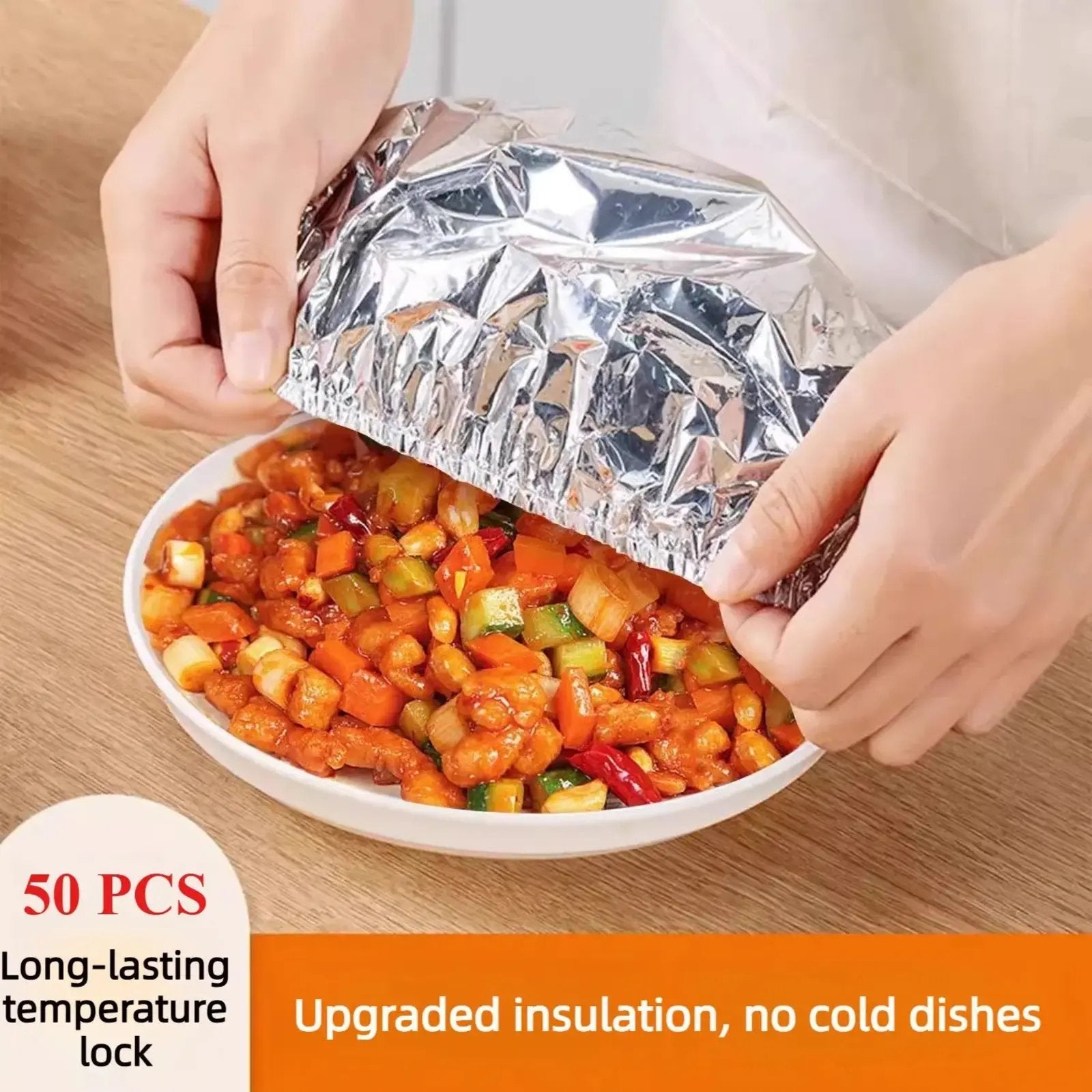Food Container Aluminum Foil Heat-Retaining Cover(50 Pcs)