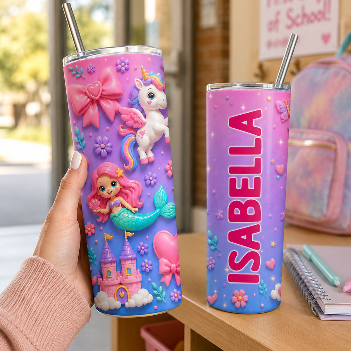 Trendy Animal for Boys Girls - Personalized Skinny Tumbler - Back to School Gift for Kids