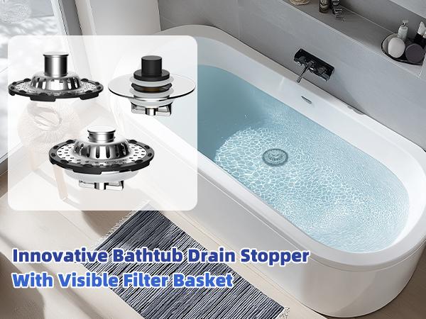 Hibbent 3-in-1 Pop-up Sink Stopper - 1 Pack Chrome, Rubber & Plastic Waterproof Fixture, Visible Top Hair Catcher, Detachable Stainless Steel Filter Basket, Fits 1.5-2.4in Standard Bathroom Holes Hibbent 3-in-1 Pop-up Sink Stopper - 1 Pack Chrome, Rubber & Plastic Waterproof Fixture, Visible Top Hair Catcher, Detachable Stainless Steel Filter Basket, Fits 1.5-2.4in Standard Bathroom Holes