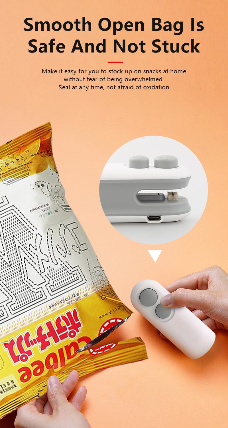 【FaddishDeal】Mini snack bag sealing machine,2 in 1 heat USB rechargeable snack bag selaer,plastic Electric bag sealers, keep food fresh. Portable Sealer Picnics.