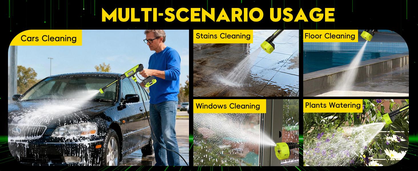 【FathersDayGift】SEESE Cordless Pressure Washer and Single Port Charger Base, Bottle Portable Washer for Car,Home Cleaning & Garden Watering fathersdaygift