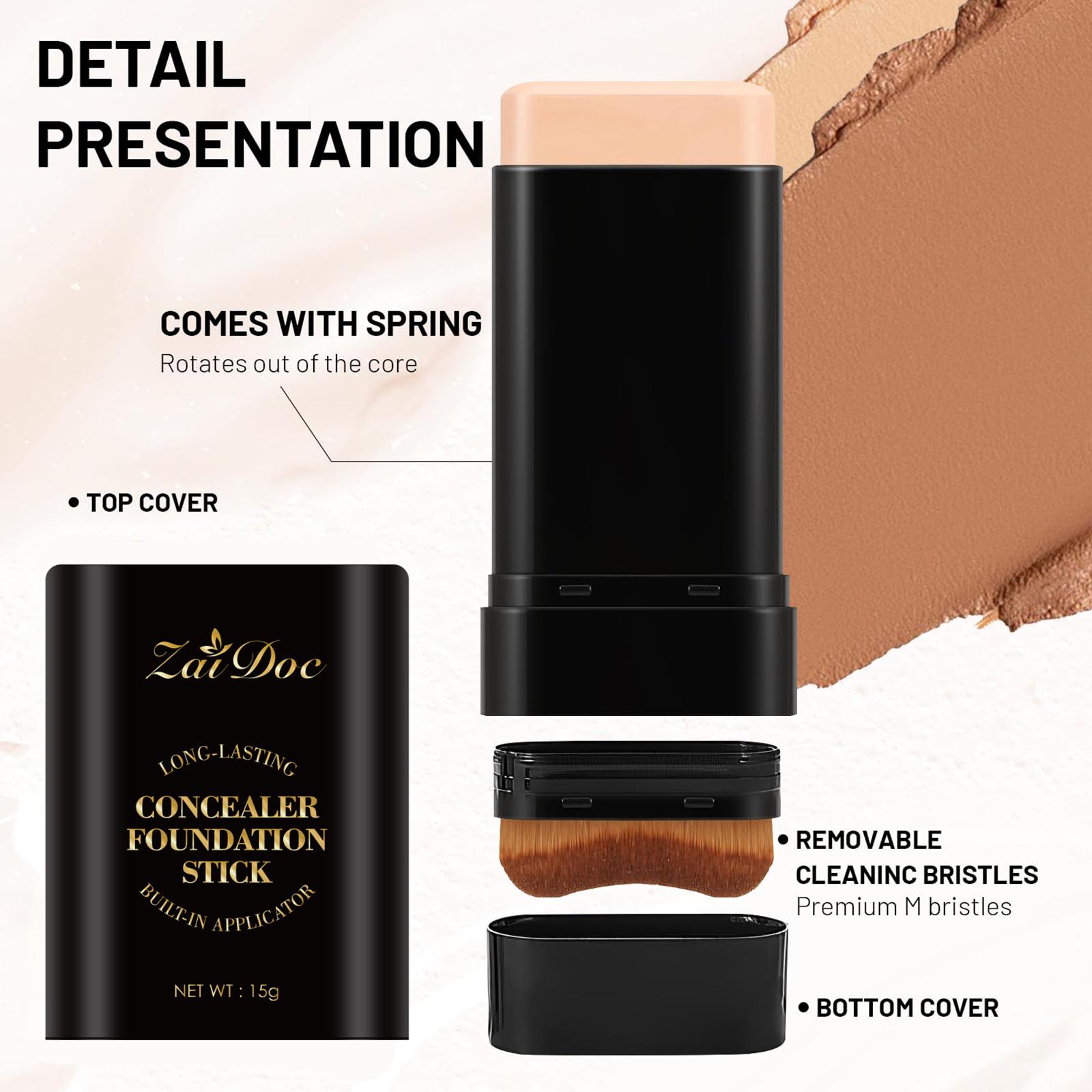 Zaidoc 7-color Dual -Ended Concealer Foundation Stick, 2-in-1 Long-Lasting Foundation and Concealer with Brush, Creamy Full Coverage for Dark Circles & Blemishes, Hydrating Olive & Camellia, 2.09 Oz Zaidoc 7-color Dual -Ended Concealer Foundation Stick, 2-in-1 Long-Lasting Foundation and Concealer with Brush, Creamy Full Coverage for Dark Circles & Blemishes, Hydrating Olive & Camellia, 2.09 Oz