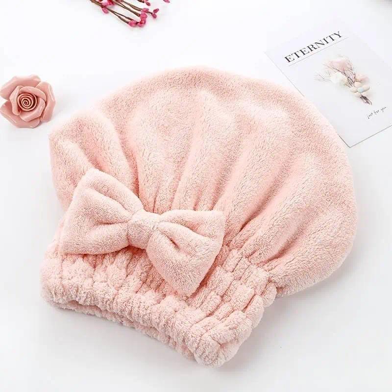 Women's 2/4-Piece Bow Decor Shower Cap & Hair Drying Towel Set - Ultra Absorbent Reusable Microfiber Hair Wrap for Bathroom, Travel & Outdoor Use