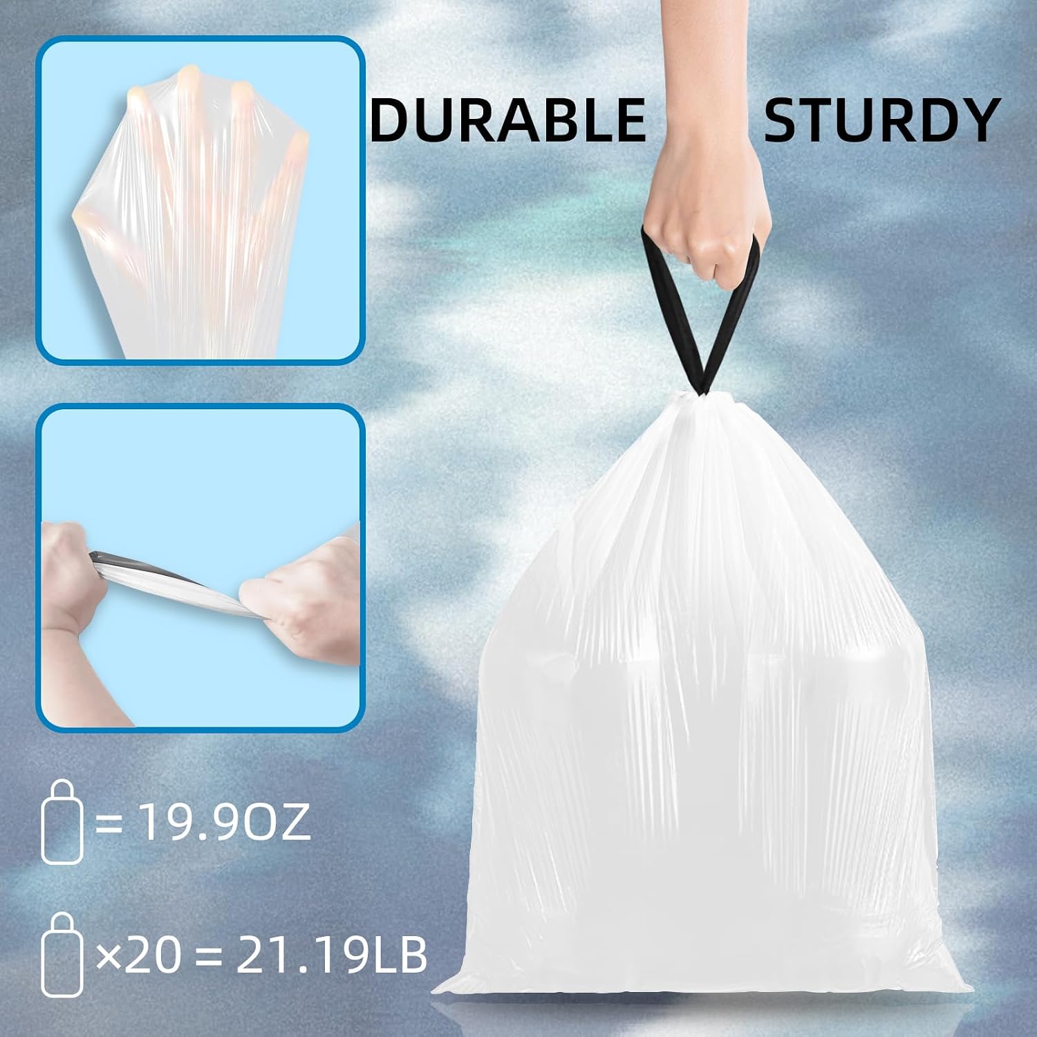 120 Counts 1.6 Gallon Mini Drawstring Trash Bags, Small Garbage Bags