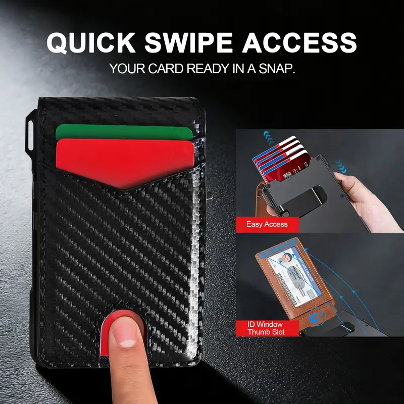 Men’s Slim Metal Wallet with Pop-Up Card Holder & RFID Protection
