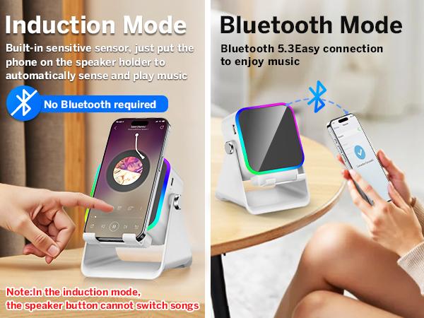 [FathersDayGift] PUTARE Wireless Induction Audio Speaker Stand, 5in1 Cellphone Holder, 3500mAh Rechargeable Emergency Power Bank,360&deg; Adjustable Mobile Tablet Stand with Colorful Ambient Light Gifts for Men Women SummerWins