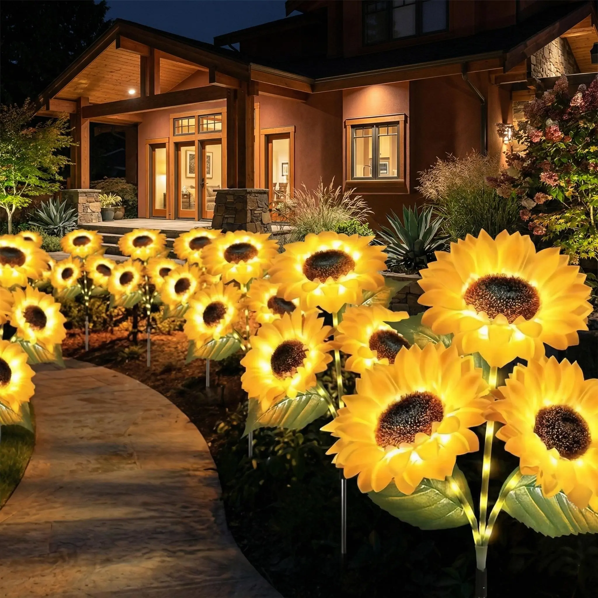 Solar Powered LED Sunflower Garden Lights
