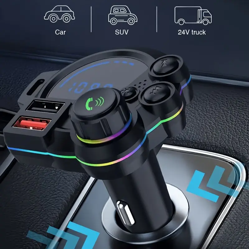 Bluetooth 5.3 FM Transmitter Car Charger with PD Fast Charging & RGB Ambient Light-Turn any drive into a smarter, clearer, and more connected experience — no car stereo upgrade needed.