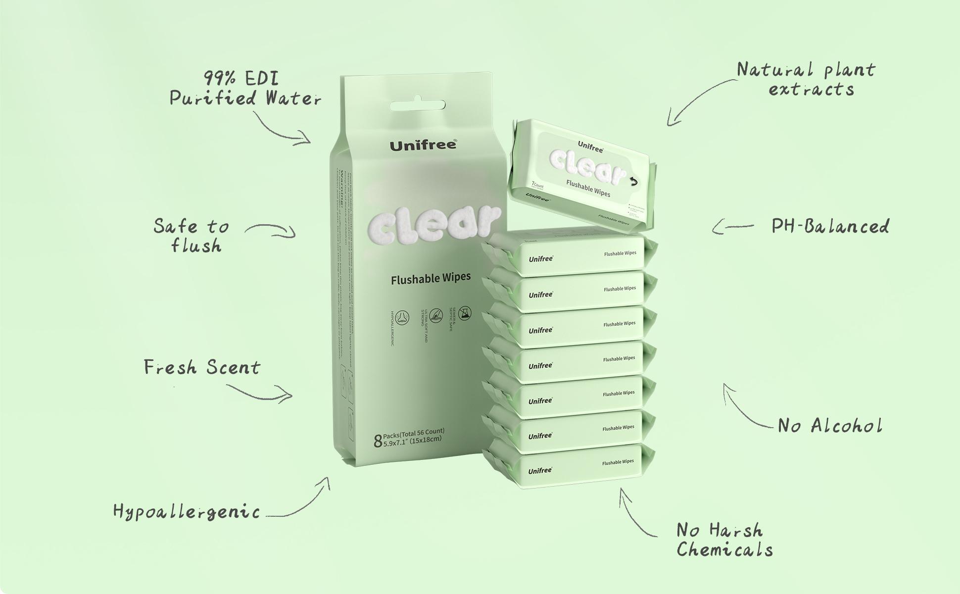 Unifree Flushable Toilet Wipes, Mini Travel Friendly Pack, Gentle Flower Scented Clean Wipes Set, Septic & Sewer Safe Home Care Essentials, DealsForYouDays, summerwins