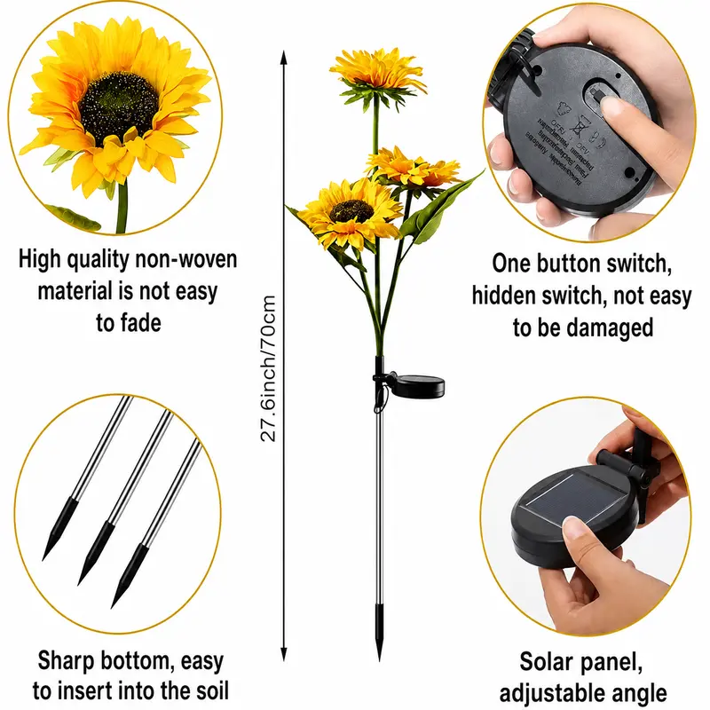 Solar Powered LED Sunflower Garden Lights