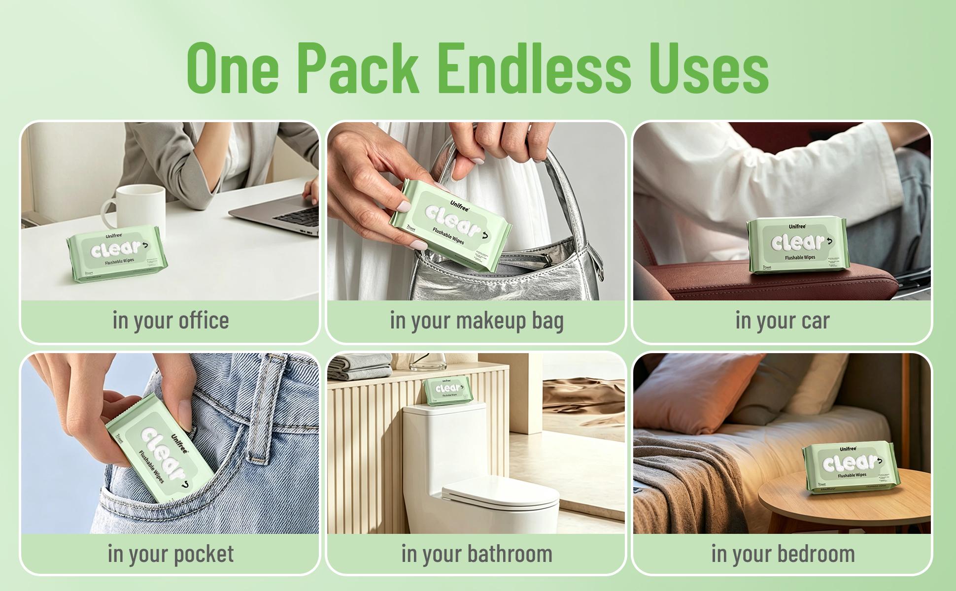 Unifree Flushable Toilet Wipes, Mini Travel Friendly Pack, Gentle Flower Scented Clean Wipes Set, Septic & Sewer Safe Home Care Essentials, DealsForYouDays, summerwins