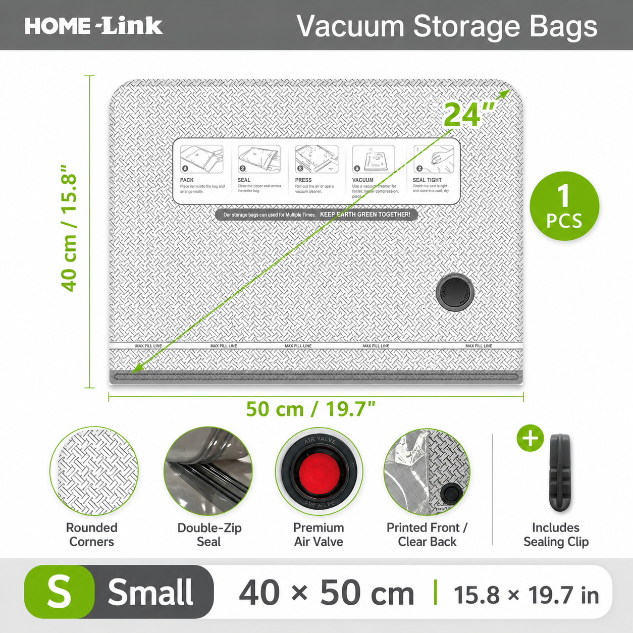 Vacease Travel Space Saver Vacuum Bag Set with Rechargeable Pump for Luggage & Home Storage