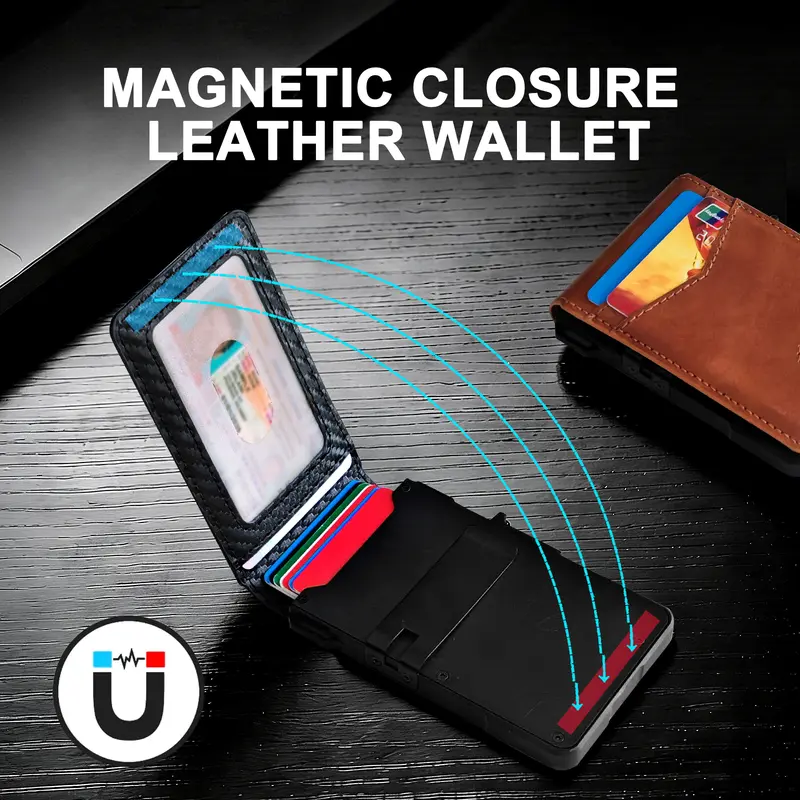 Men’s Slim Metal Wallet with Pop-Up Card Holder & RFID Protection