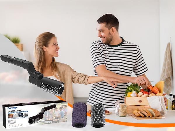 【Father's Day Gift】Drayvorx Electric Grill Brush for Outdoor, 2026 TikTok BBQ Grill Cleaner with 2 Heads, 3-Speed & Angle Adjust Cordless Rotary Grill Brush, 150Mins Runtime Grill Cleaning Brush for Barbecue Grates,summerwins,safe bristle
