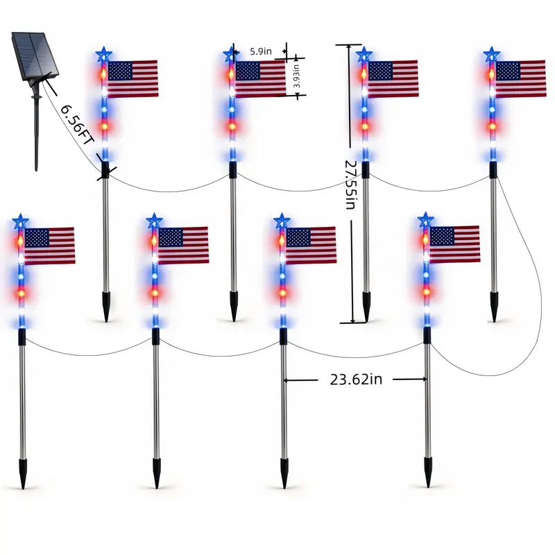 LibertyGlow™ Solar Flag Light Pro – 8 Pack