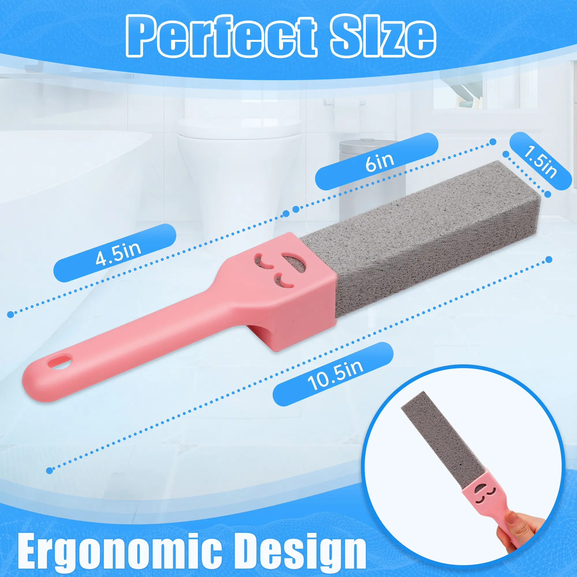 12 Pack Pumice Stone for Toilet Cleaning Extra Long Handle for Removing Bowl Ring Pool Bathroom Toilet Brush Limescale Stain Remover for Tile Bath-tub