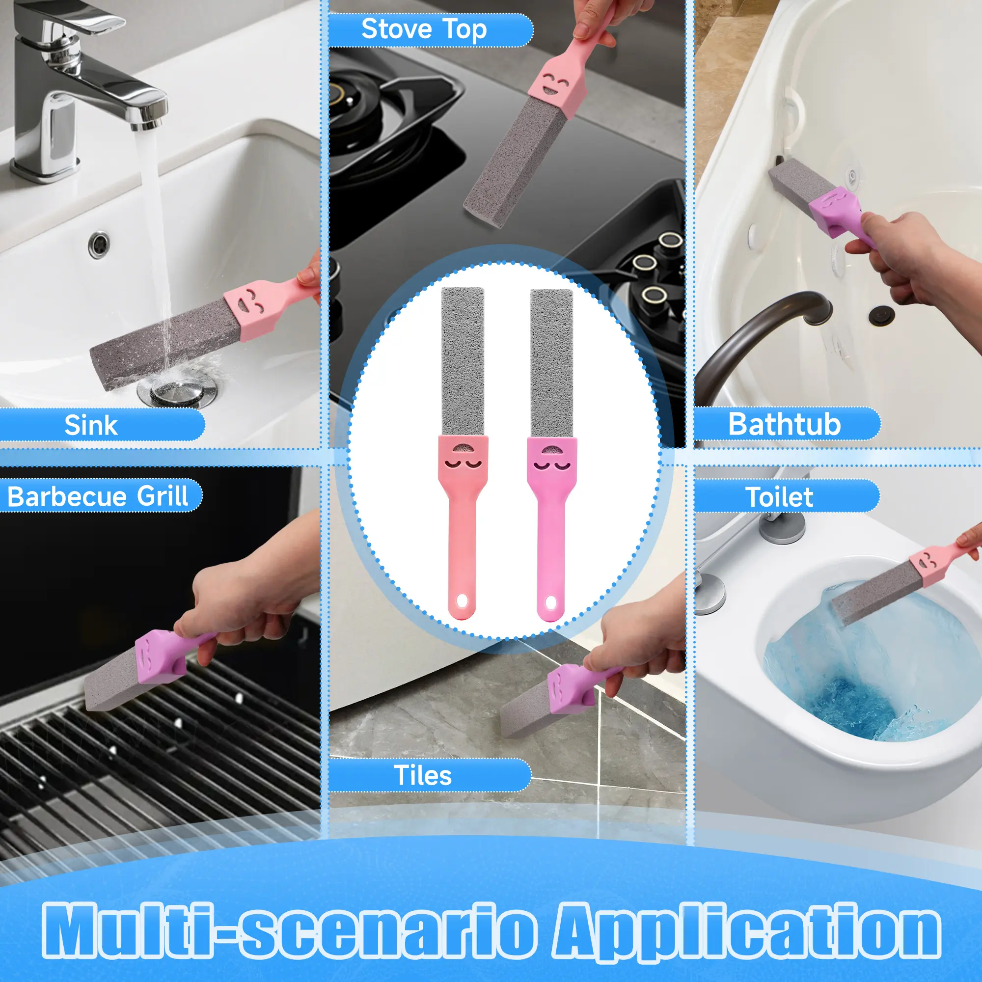 12 Pack Pumice Stone for Toilet Cleaning Extra Long Handle for Removing Bowl Ring Pool Bathroom Toilet Brush Limescale Stain Remover for Tile Bath-tub