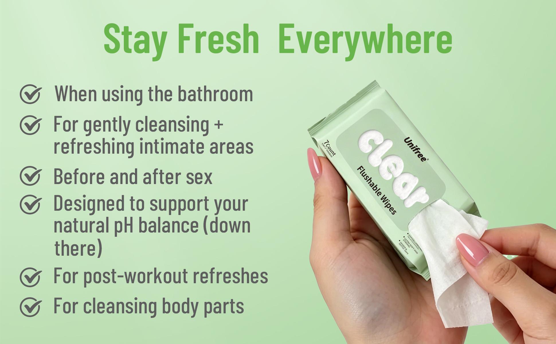 Unifree Flushable Toilet Wipes, Mini Travel Friendly Pack, Gentle Flower Scented Clean Wipes Set, Septic & Sewer Safe Home Care Essentials, DealsForYouDays, summerwins