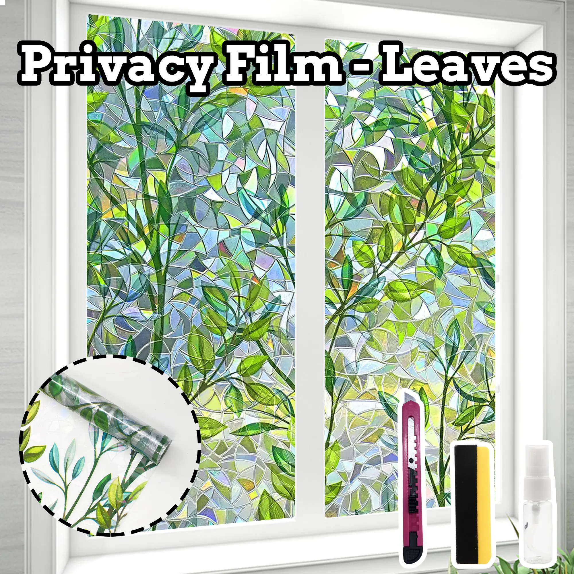 Window Privacy Film, Static Cling Removable Window Tint, Sun and UV Blocker for Glass Doors, Reflective Mirror Privacy Film
