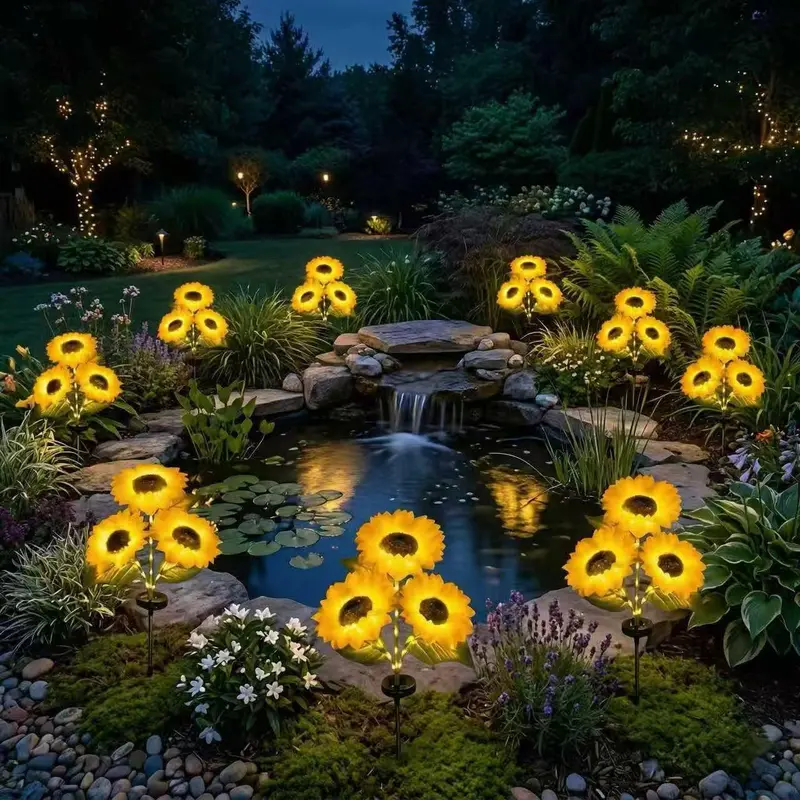 Solar Powered LED Sunflower Garden Lights