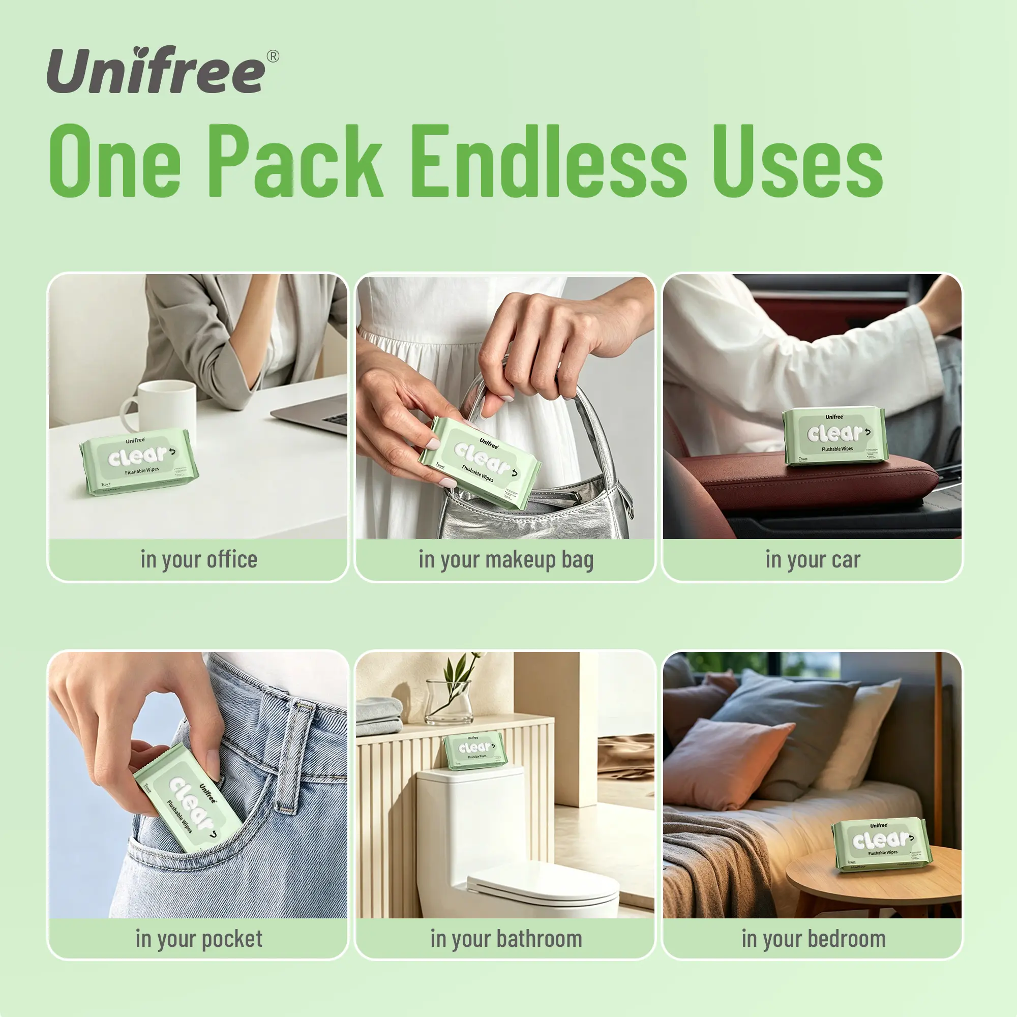 Unifree Flushable Toilet Wipes, Mini Travel Friendly Pack, Gentle Flower Scented Clean Wipes Set, Septic & Sewer Safe Home Care Essentials, DealsForYouDays, summerwins