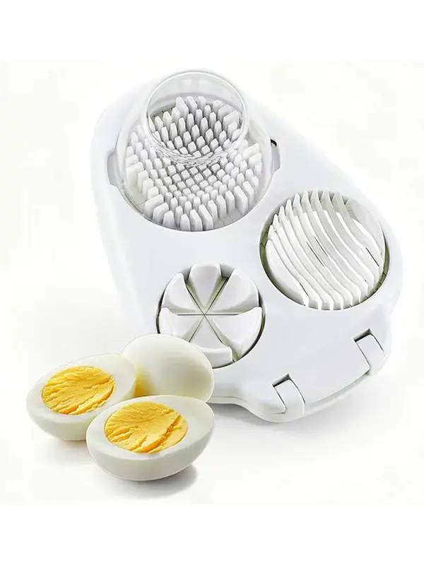 3-in-1 Stainless Steel Egg Slicer & Fruit Cutter – Multi-Function Kitchen Tool for Hard-Boiled Eggs, Century Eggs, Strawberries & Soft Fruits – Easy Prep for Salads, Bento & Meal Prep