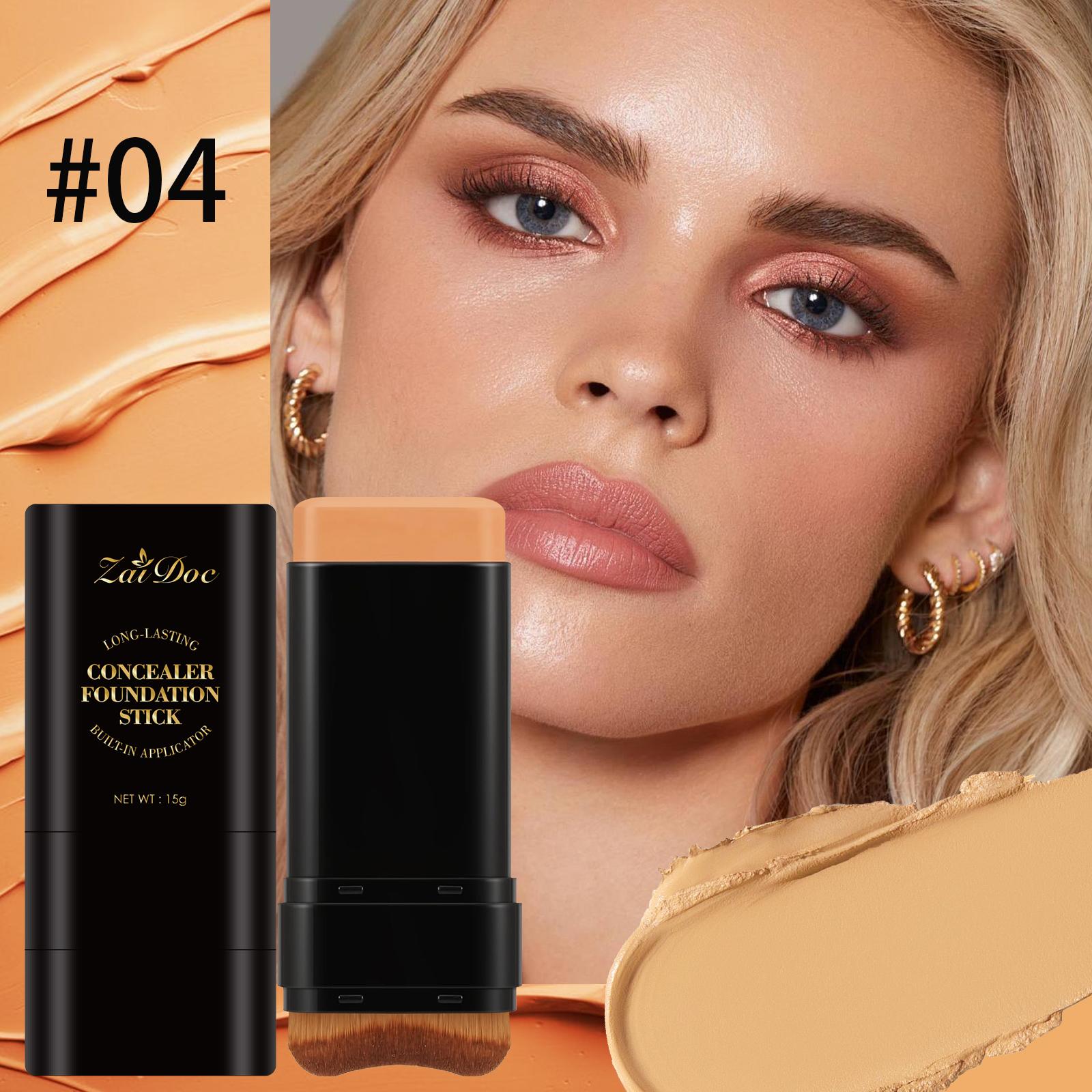 Zaidoc 7-color Dual -Ended Concealer Foundation Stick, 2-in-1 Long-Lasting Foundation and Concealer with Brush, Creamy Full Coverage for Dark Circles & Blemishes, Hydrating Olive & Camellia, 2.09 Oz Zaidoc 7-color Dual -Ended Concealer Foundation Stick, 2-in-1 Long-Lasting Foundation and Concealer with Brush, Creamy Full Coverage for Dark Circles & Blemishes, Hydrating Olive & Camellia, 2.09 Oz