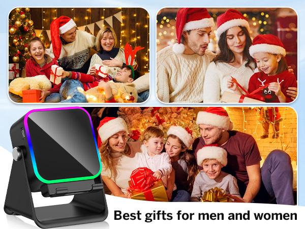 [FathersDayGift] PUTARE Wireless Induction Audio Speaker Stand, 5in1 Cellphone Holder, 3500mAh Rechargeable Emergency Power Bank,360&deg; Adjustable Mobile Tablet Stand with Colorful Ambient Light Gifts for Men Women SummerWins