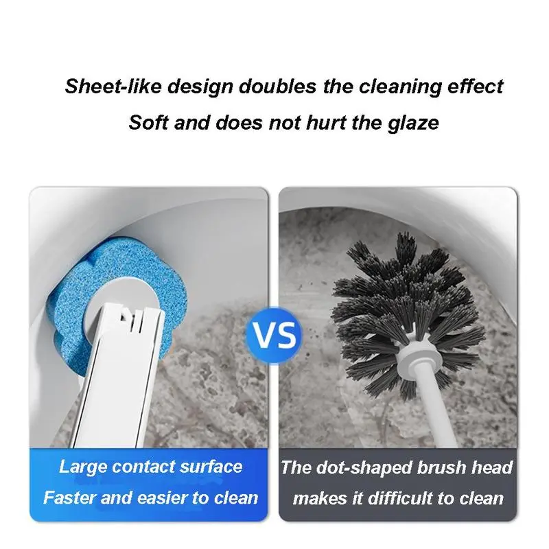 Snofrid Disposable Toilet Brush, Toilet Bowl Wand Holder Set with 24PCS Cleaner Refills, Bathroom Cleaning System for Sink Bathtub Drain Wash Basin Urinal，Wall-Mount Scrubbing Toilet Brush Bathroom Cleaning Kit