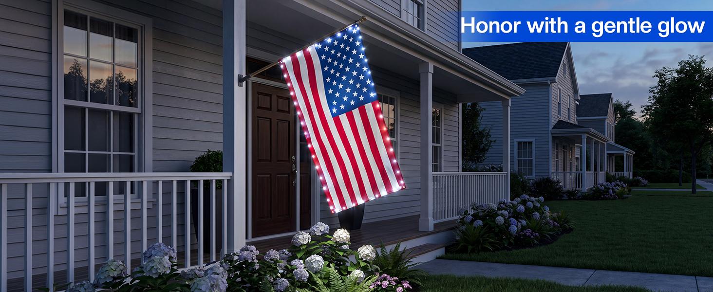 Avatar Controls 3x5FT  Smart American Flag Lights App Control Flag 4th of July Decorations Lights DIY Color, Music Sync Light Up Patriotic US Flag Lights for Wall Bedroom, Memorial Day, Independence Day, 250th Anniversary summergarden