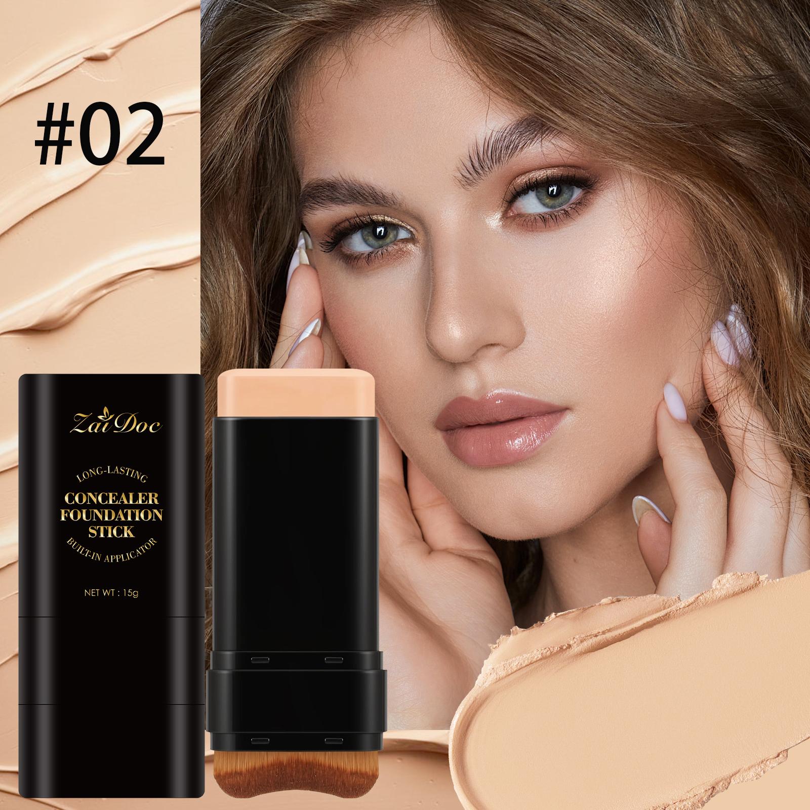 Zaidoc 7-color Dual -Ended Concealer Foundation Stick, 2-in-1 Long-Lasting Foundation and Concealer with Brush, Creamy Full Coverage for Dark Circles & Blemishes, Hydrating Olive & Camellia, 2.09 Oz Zaidoc 7-color Dual -Ended Concealer Foundation Stick, 2-in-1 Long-Lasting Foundation and Concealer with Brush, Creamy Full Coverage for Dark Circles & Blemishes, Hydrating Olive & Camellia, 2.09 Oz