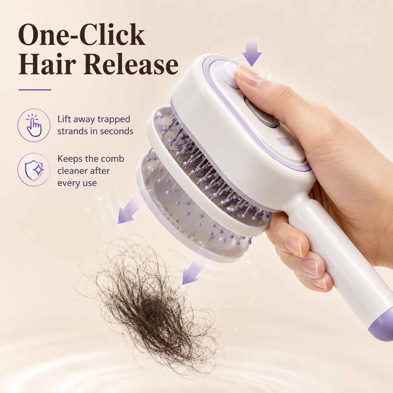 【Not straightened】Electric Spray Air Cushion Massage Comb, Self-Cleaning Anti-Tangle Hair Brush, Anti-Static Volumizing Scalp Massage Brush for Dry Frizzy Hair Care, No Essential Oil Included