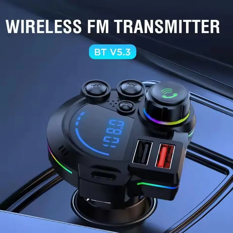 Bluetooth 5.3 FM Transmitter Car Charger with PD Fast Charging & RGB Ambient Light-Turn any drive into a smarter, clearer, and more connected experience — no car stereo upgrade needed.